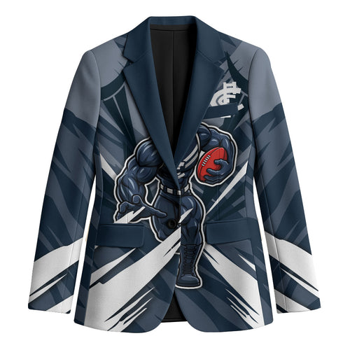 Carlton Blues Australian Football Blazer Powerful Superhero Mascot - Bold Team Colors
