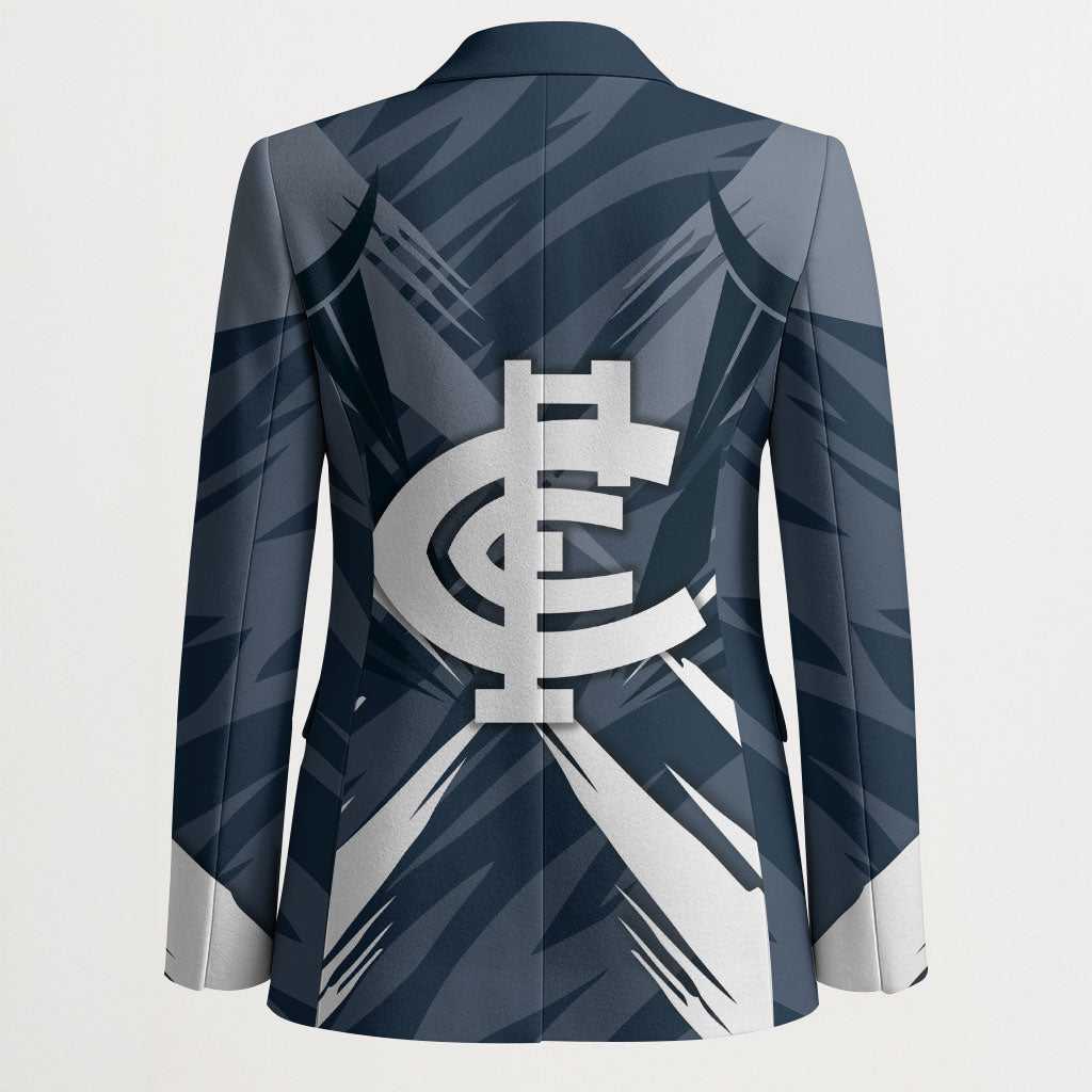 Carlton Blues Australian Football Blazer Powerful Superhero Mascot - Bold Team Colors