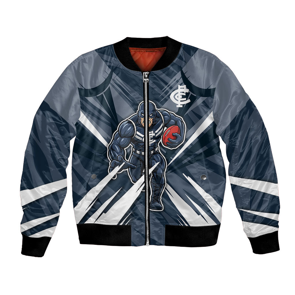 Carlton Blues Australian Football Bomber Jacket Powerful Superhero Mascot - Bold Team Colors
