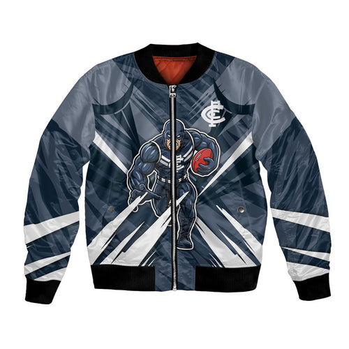 Carlton Blues Australian Football Bomber Jacket Powerful Superhero Mascot - Bold Team Colors