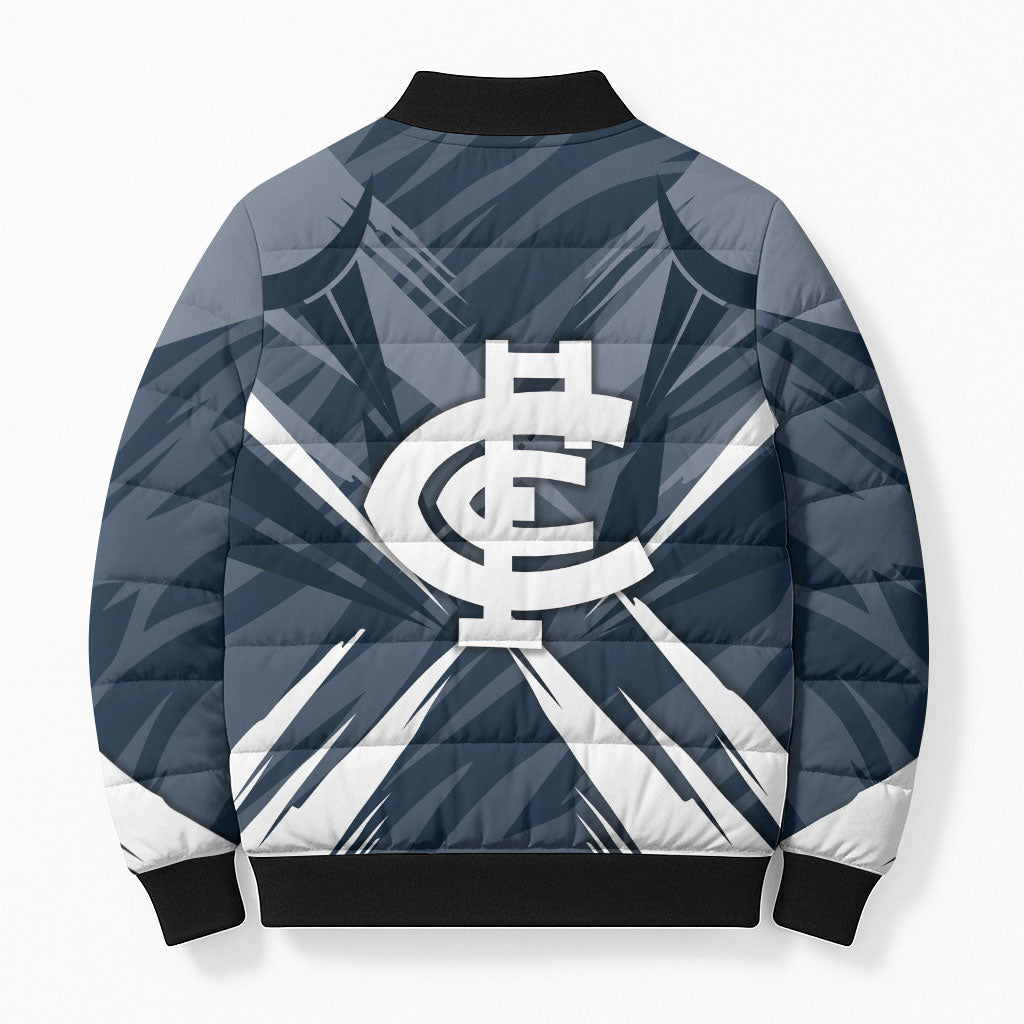 Carlton Blues Australian Football Bomber Puffer Jacket Powerful Superhero Mascot - Bold Team Colors