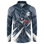 Carlton Blues Australian Football Button Sweatshirt Powerful Superhero Mascot - Bold Team Colors