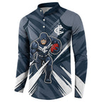 Carlton Blues Australian Football Button Sweatshirt Powerful Superhero Mascot - Bold Team Colors
