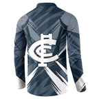 Carlton Blues Australian Football Button Sweatshirt Powerful Superhero Mascot - Bold Team Colors