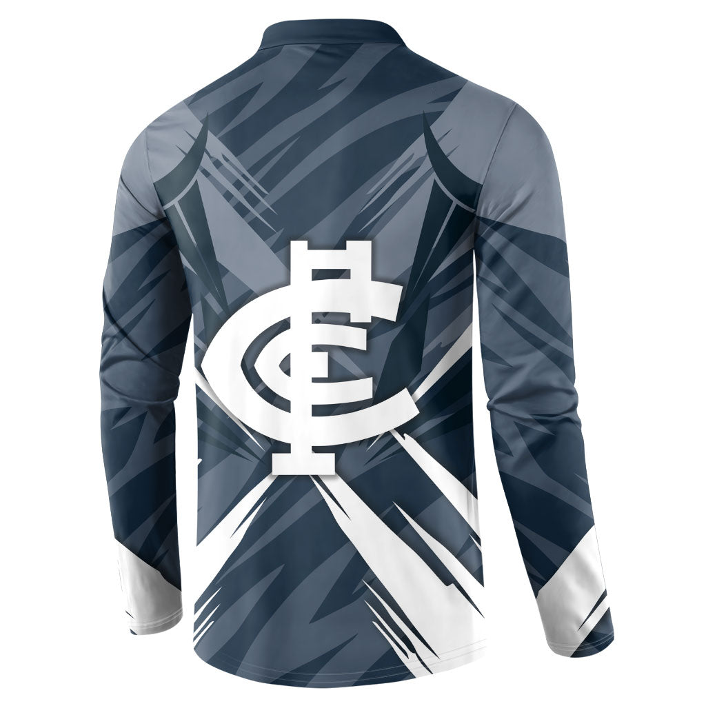 Carlton Blues Australian Football Button Sweatshirt Powerful Superhero Mascot - Bold Team Colors