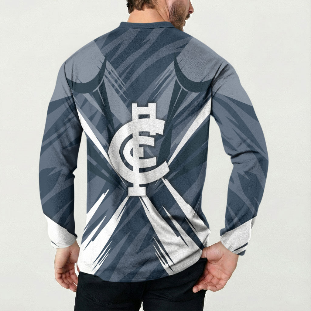 Carlton Blues Australian Football Button Sweatshirt Powerful Superhero Mascot - Bold Team Colors