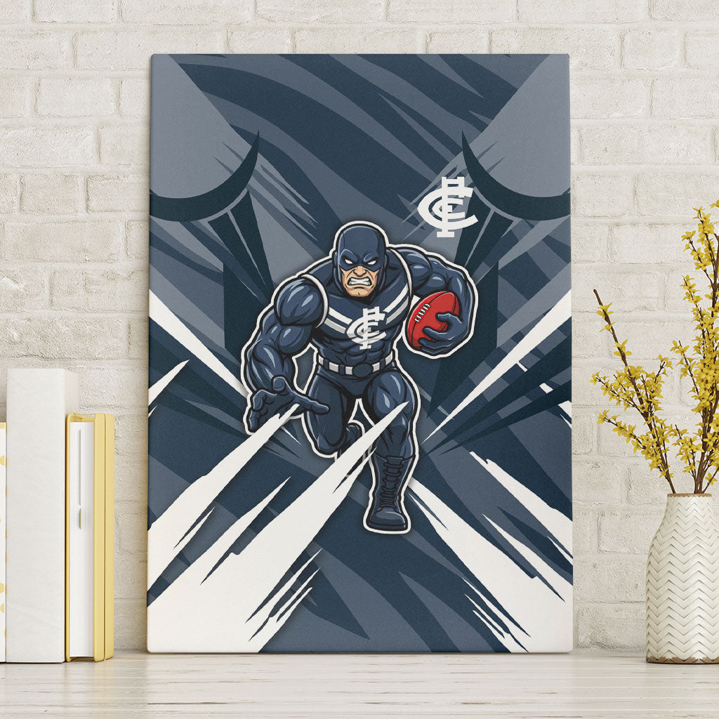 Carlton Blues Australian Football Canvas Wall Art Powerful Superhero Mascot - Bold Team Colors