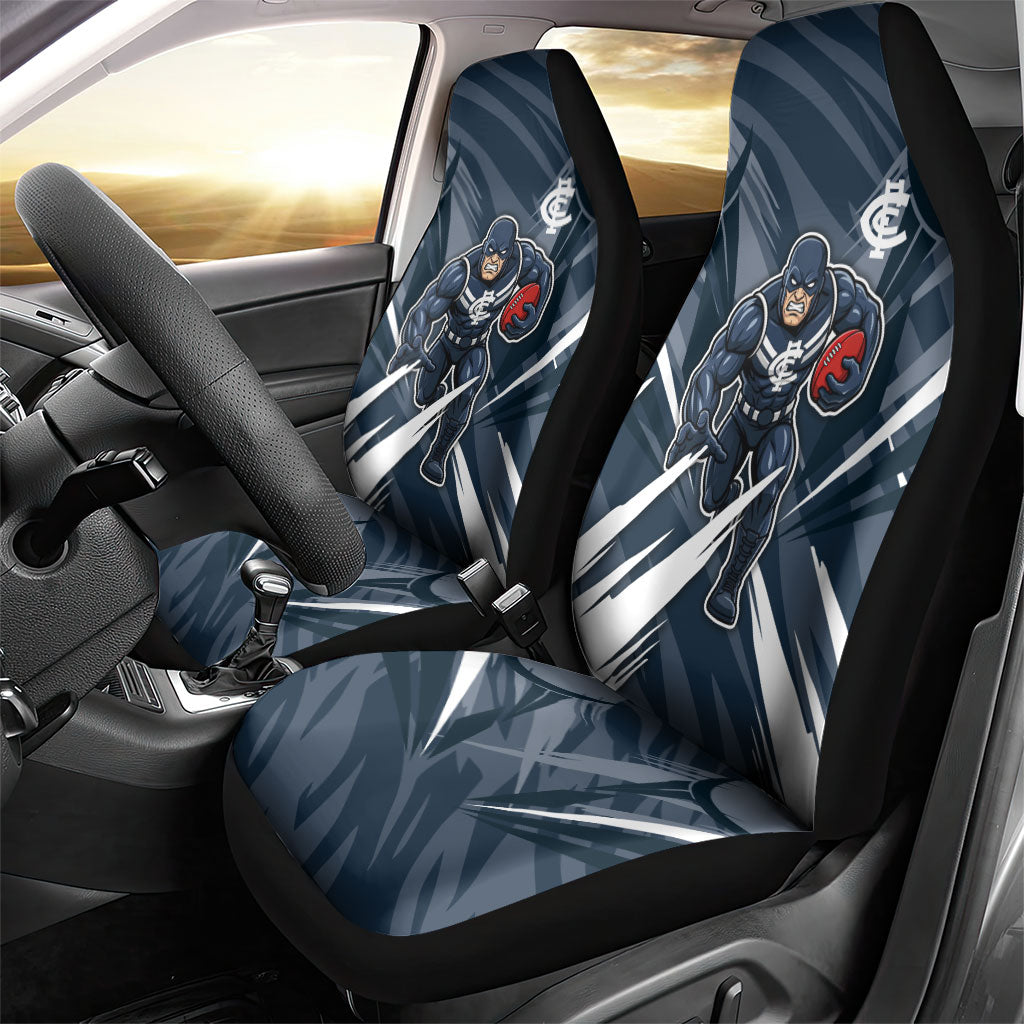 Carlton Blues Australian Football Car Seat Cover Powerful Superhero Mascot - Bold Team Colors