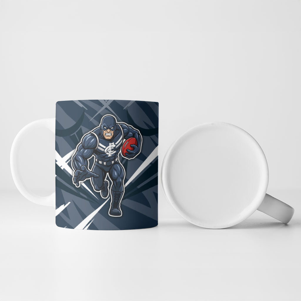 Carlton Blues Australian Football Ceramic Mug Powerful Superhero Mascot - Bold Team Colors