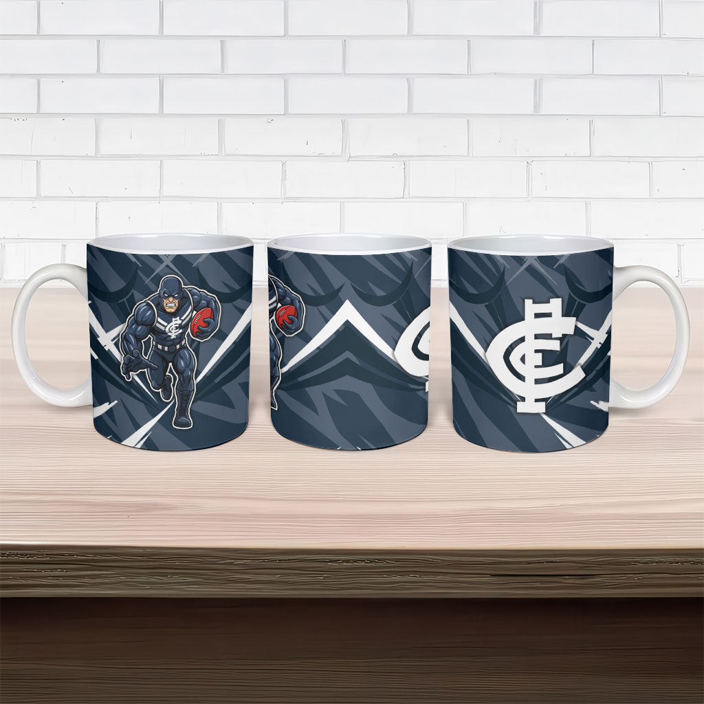 Carlton Blues Australian Football Ceramic Mug Powerful Superhero Mascot - Bold Team Colors