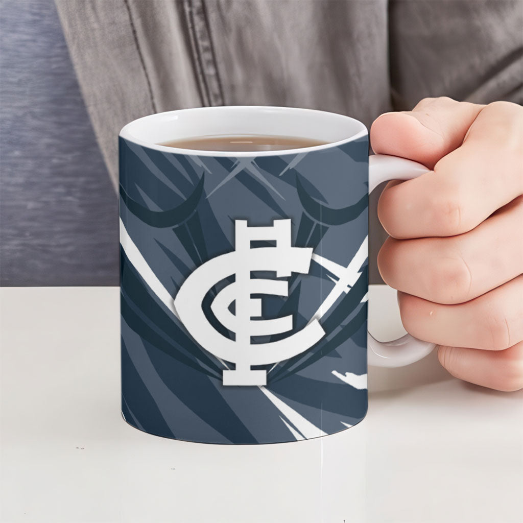 Carlton Blues Australian Football Ceramic Mug Powerful Superhero Mascot - Bold Team Colors