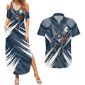 Carlton Blues Australian Football Couples Matching Summer Maxi Dress and Hawaiian Shirt Powerful Superhero Mascot - Bold Team Colors
