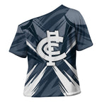 Carlton Blues Australian Football Cross Shoulder Shirt Powerful Superhero Mascot - Bold Team Colors