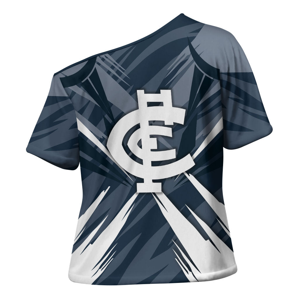 Carlton Blues Australian Football Cross Shoulder Shirt Powerful Superhero Mascot - Bold Team Colors