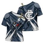 Carlton Blues Australian Football Cross Shoulder Shirt Powerful Superhero Mascot - Bold Team Colors