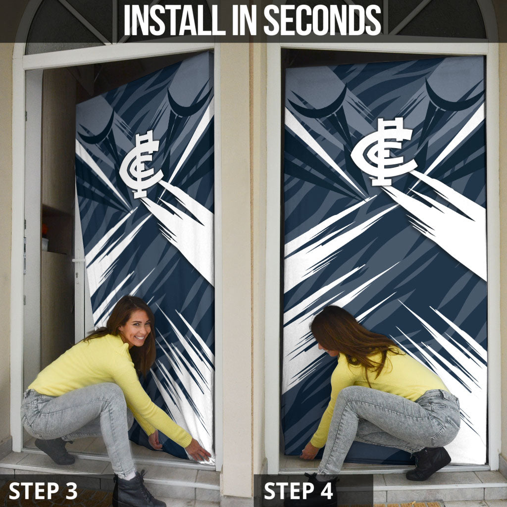 Carlton Blues Australian Football Door Cover Powerful Superhero Mascot - Bold Team Colors
