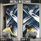 Carlton Blues Australian Football Door Cover Powerful Superhero Mascot - Bold Team Colors