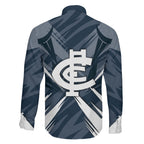 Carlton Blues Australian Football Family Matching Long Sleeve Bodycon Dress and Hawaiian Shirt Powerful Superhero Mascot - Bold Team Colors