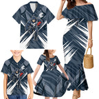 Carlton Blues Australian Football Family Matching Mermaid Dress and Hawaiian Shirt Powerful Superhero Mascot - Bold Team Colors