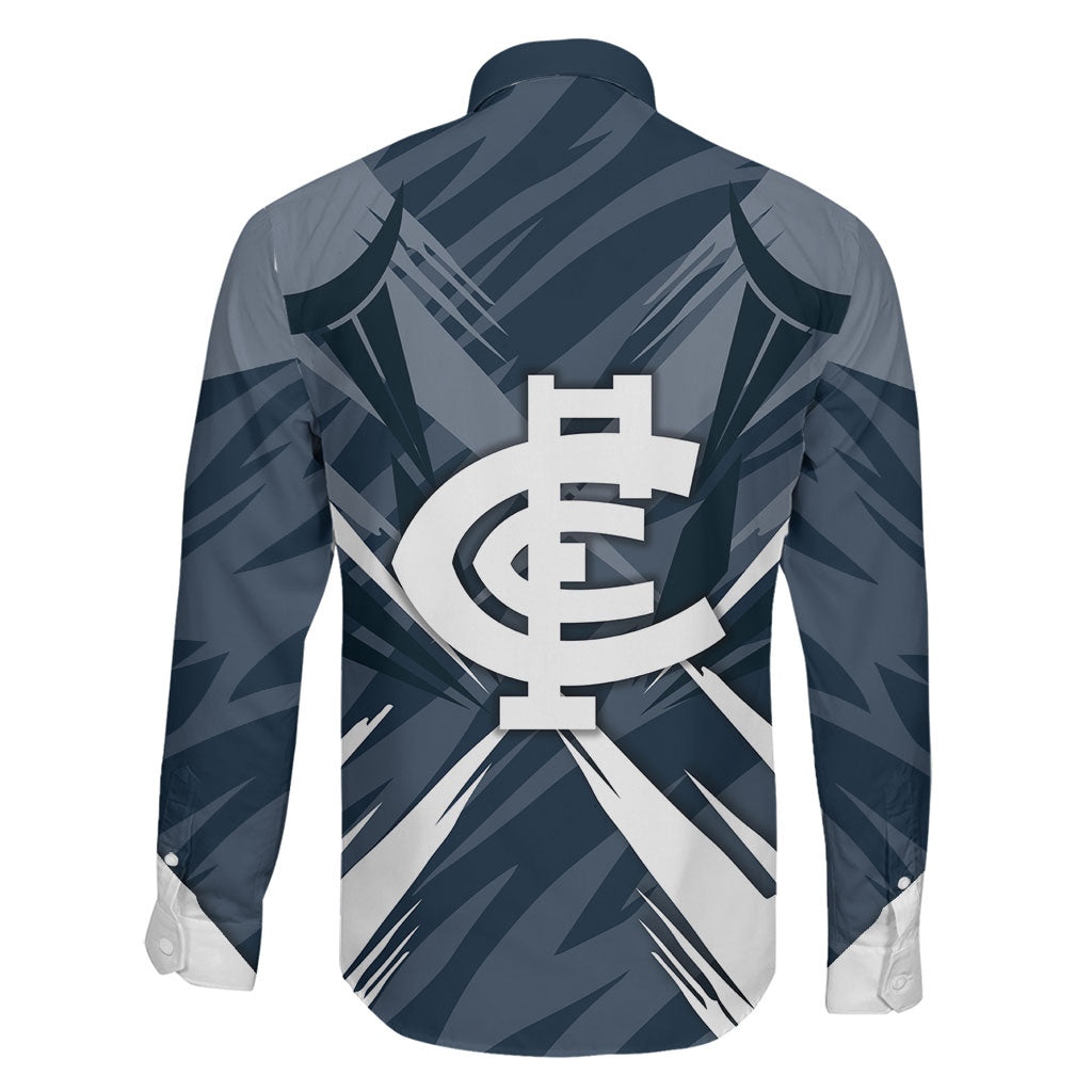 Carlton Blues Australian Football Family Matching Mermaid Dress and Hawaiian Shirt Powerful Superhero Mascot - Bold Team Colors