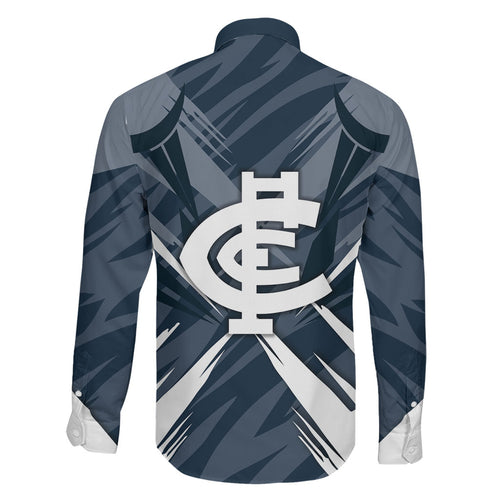 Carlton Blues Australian Football Family Matching Mermaid Dress and Hawaiian Shirt Powerful Superhero Mascot - Bold Team Colors