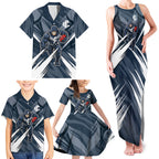 Carlton Blues Australian Football Family Matching Tank Maxi Dress and Hawaiian Shirt Powerful Superhero Mascot - Bold Team Colors