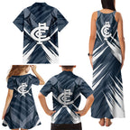 Carlton Blues Australian Football Family Matching Tank Maxi Dress and Hawaiian Shirt Powerful Superhero Mascot - Bold Team Colors
