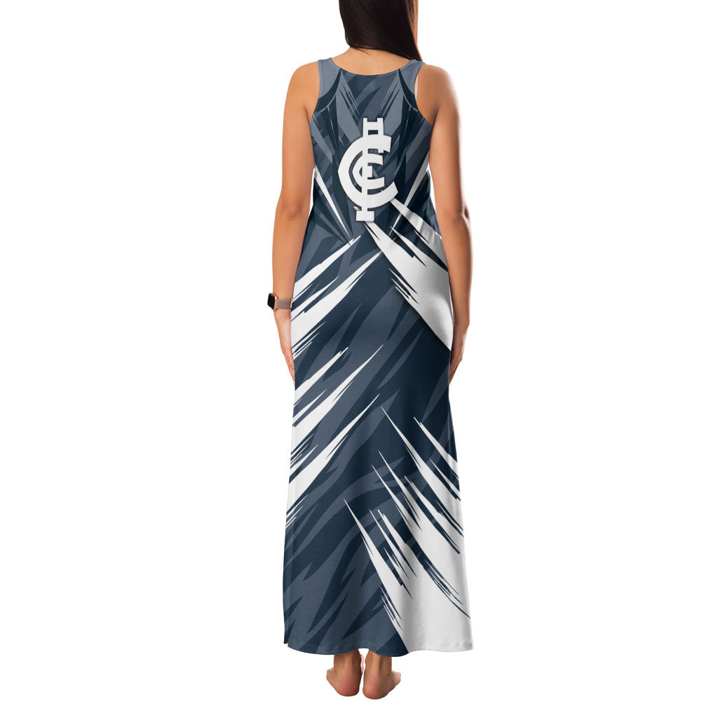 Carlton Blues Australian Football Family Matching Tank Maxi Dress and Hawaiian Shirt Powerful Superhero Mascot - Bold Team Colors