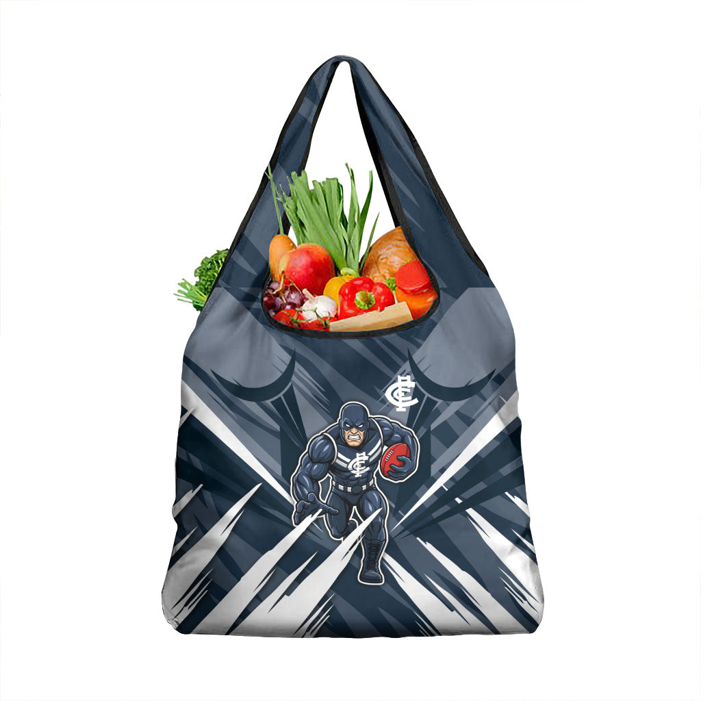 Carlton Blues Australian Football Grocery Bag Powerful Superhero Mascot - Bold Team Colors