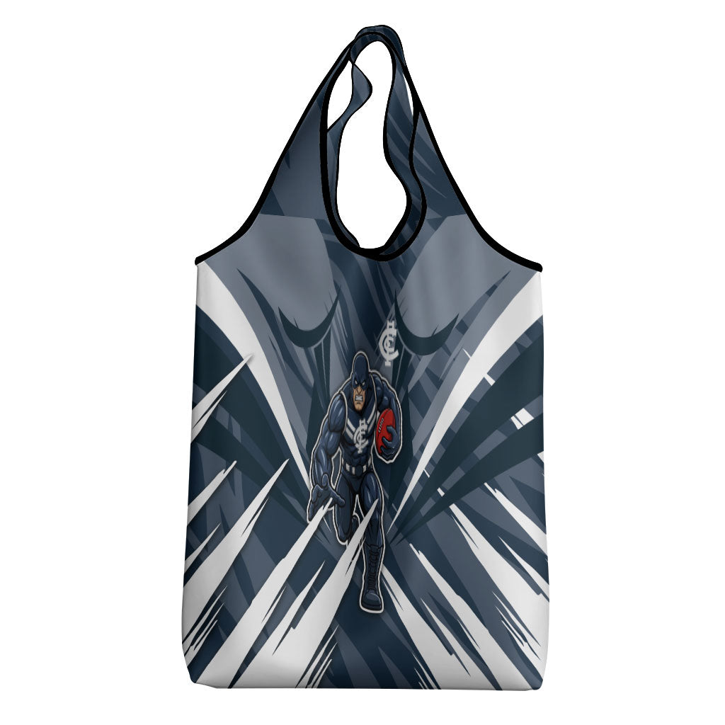 Carlton Blues Australian Football Grocery Bag Powerful Superhero Mascot - Bold Team Colors