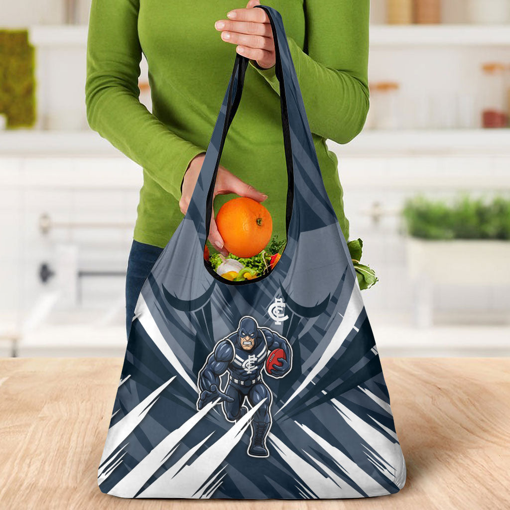 Carlton Blues Australian Football Grocery Bag Powerful Superhero Mascot - Bold Team Colors