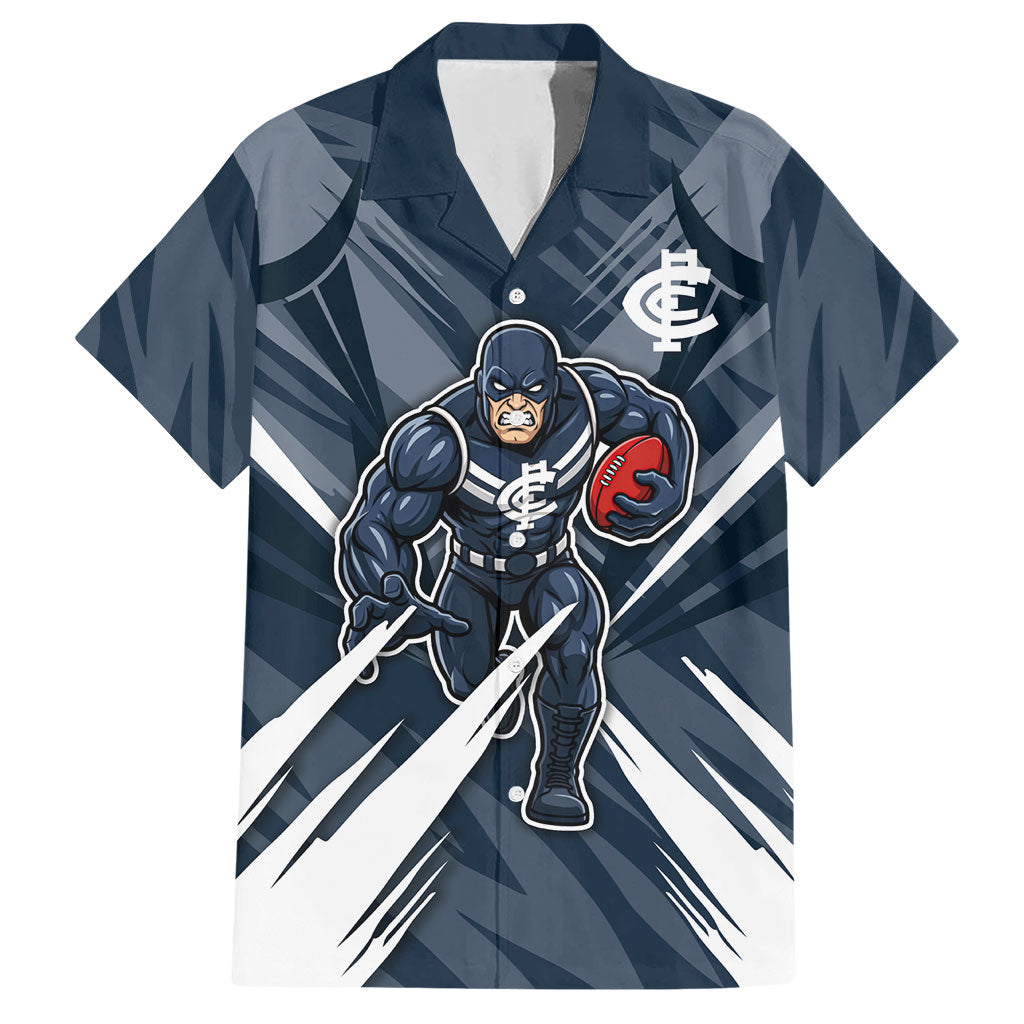 Carlton Blues Australian Football Hawaiian Shirt Powerful Superhero Mascot - Bold Team Colors