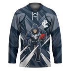 Carlton Blues Australian Football Hockey Jersey Powerful Superhero Mascot - Bold Team Colors