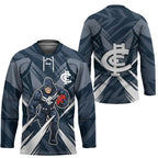 Carlton Blues Australian Football Hockey Jersey Powerful Superhero Mascot - Bold Team Colors