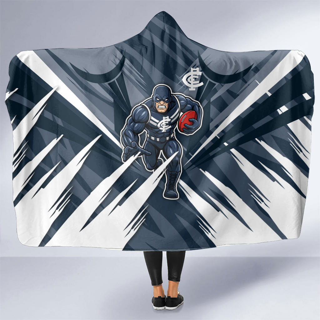 Carlton Blues Australian Football Hooded Blanket Powerful Superhero Mascot - Bold Team Colors