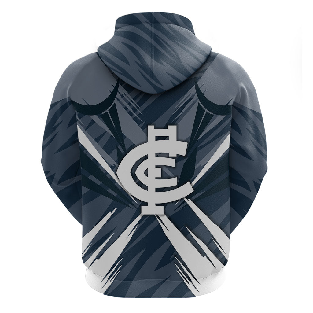 Carlton Blues Australian Football Hoodie Powerful Superhero Mascot - Bold Team Colors