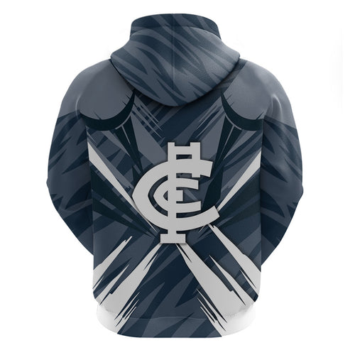 Carlton Blues Australian Football Hoodie Powerful Superhero Mascot - Bold Team Colors