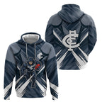 Carlton Blues Australian Football Hoodie Powerful Superhero Mascot - Bold Team Colors