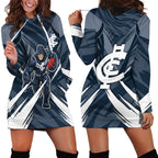 Carlton Blues Australian Football Hoodie Dress Powerful Superhero Mascot - Bold Team Colors