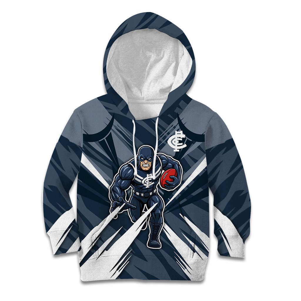 Carlton Blues Australian Football Kid Hoodie Powerful Superhero Mascot - Bold Team Colors