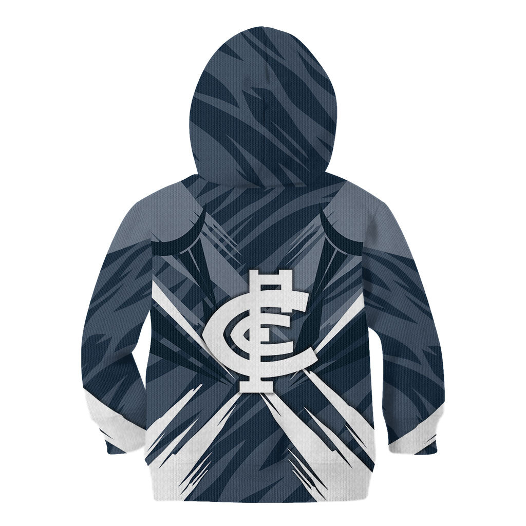 Carlton Blues Australian Football Kid Hoodie Powerful Superhero Mascot - Bold Team Colors