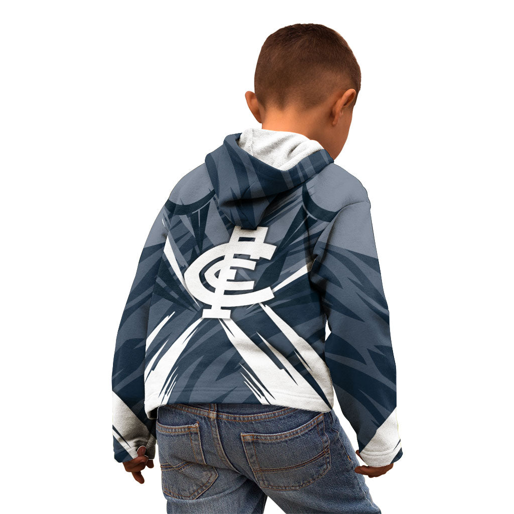 Carlton Blues Australian Football Kid Hoodie Powerful Superhero Mascot - Bold Team Colors