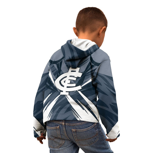 Carlton Blues Australian Football Kid Hoodie Powerful Superhero Mascot - Bold Team Colors