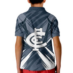 Carlton Blues Australian Football Kid Polo Shirt Powerful Superhero Mascot - Bold Team Colors