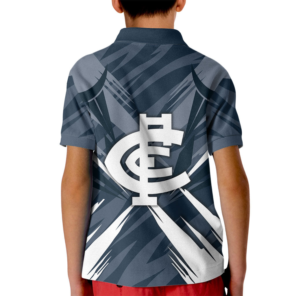 Carlton Blues Australian Football Kid Polo Shirt Powerful Superhero Mascot - Bold Team Colors