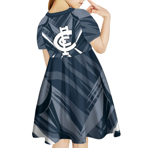 Carlton Blues Australian Football Kid Short Sleeve Dress Powerful Superhero Mascot - Bold Team Colors