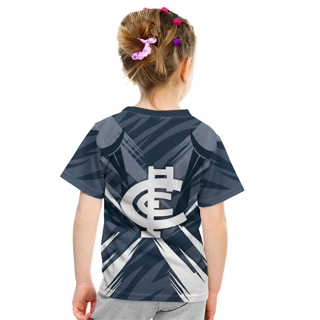 Carlton Blues Australian Football Kid T Shirt Powerful Superhero Mascot - Bold Team Colors