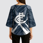 Carlton Blues Australian Football Kimono Sleeve Blouse Powerful Superhero Mascot - Bold Team Colors