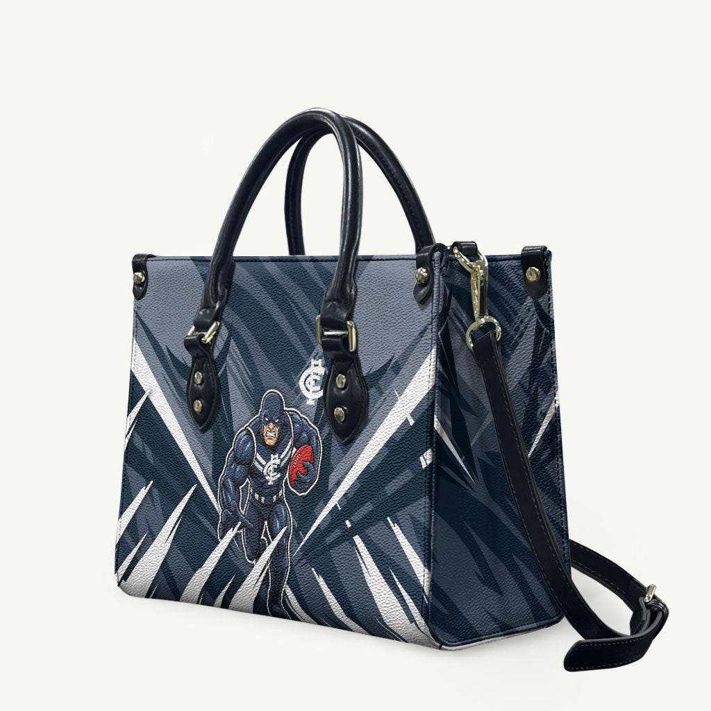 Carlton Blues Australian Football Leather Bag Powerful Superhero Mascot - Bold Team Colors