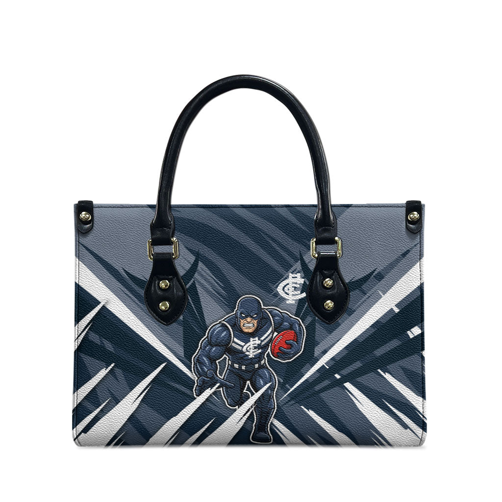 Carlton Blues Australian Football Leather Bag Powerful Superhero Mascot - Bold Team Colors